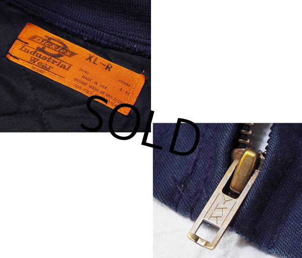 画像2: 80's【USA製】【ビンテージ】【ディッキーズ】【Dickies】【紺地】【中綿入り】【ワークジャケット】ワークブルゾン【サイズXL-R】  (2)