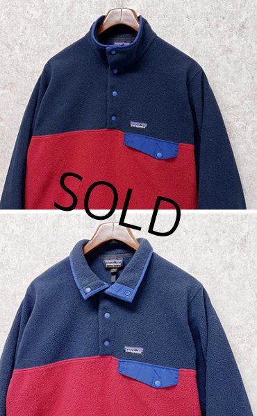 画像3: ビンテージ【パタゴニア】patagonia【紺×赤】切替 【シンチラ】スナップT 【フリース プルオーバー】【サイズS】  (3)