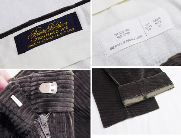 画像2: 程度良好 90's【USA製】【ビンテージ】【ブルックスブラザーズ】brooksbrothers【ブラウン】【コーデュロイパンツ】コーデュロイスラックス【W36】  (2)