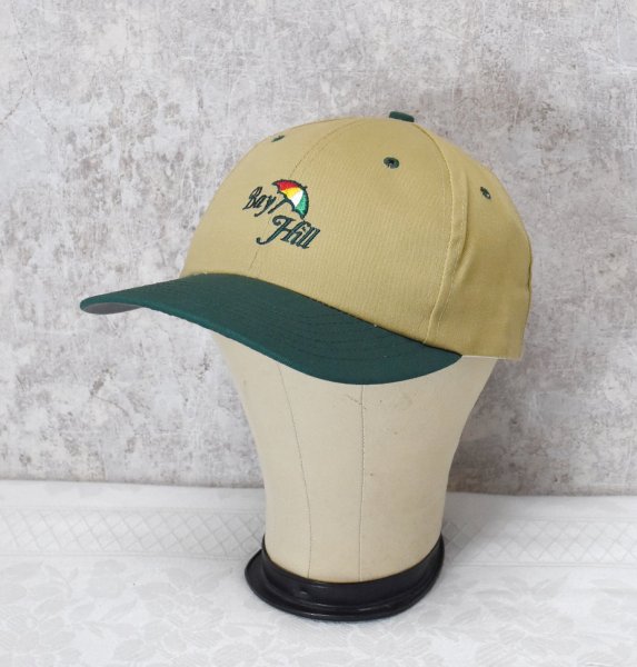 画像3: ほぼ未使用!! 90's~【USA製】【BYATEXAS】【ビンテージ】【Bay Hill】刺繍【ベージュ×ツバ緑】傘【BBキャップ】【ベースボールキャップ】サイズフリー  (3)
