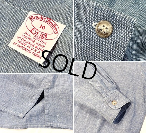 画像2: 90's 【USA製】【ビンテージ】【ブルックスブラザーズ】Brooks Brothers【シャンブレー】コットン【プルオーバーシャツ】【レディース10】  (2)