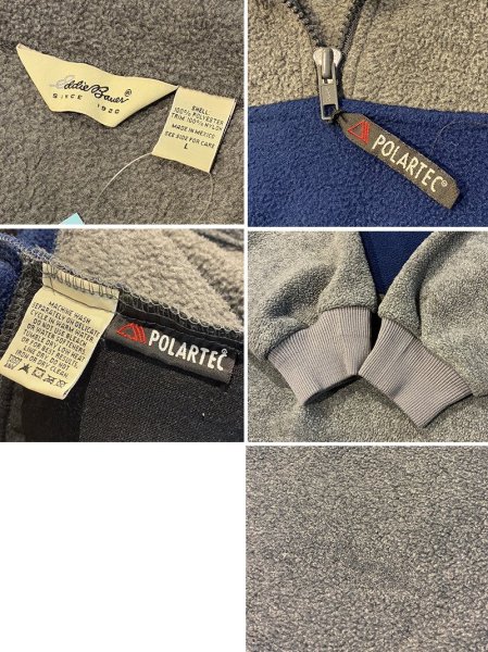 画像2: 90's【ビンテージ】Eddie Bauer【エディーバウアー】【グレー×青ライン】ハーフジップフリース【フリースジャケット】ポーラテック【サイズL】  (2)