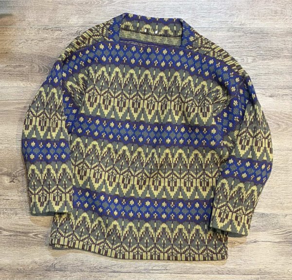画像1: 70’s〜【ビンテージ】【ジャガード織り】【総柄】ニットセーター【ウールセーター】【サイズM程度】  (1)