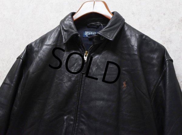 画像3: ビンテージ【ラルフローレン】POLO RALPH LAUREN【黒ｘ裏地ブラックウォッチ】ラムレザー【ジップアップレザーブルゾン】【サイズＭ】  (3)