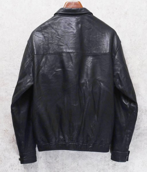 画像6: ビンテージ【ラルフローレン】POLO RALPH LAUREN【黒ｘ裏地ブラックウォッチ】ラムレザー【ジップアップレザーブルゾン】【サイズＭ】  (6)