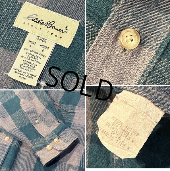 画像2: 90’ｓ〜【ビンテージ】Eddie Bauer【エディーバウアー】【緑ｘグレー】チェック柄【ネルシャツ】【サイズL】  (2)