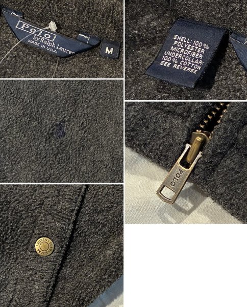 画像2: 90's USA製【ラルフローレン】【POLO RALPH LAUREN】ビンテージ【チャコール】【フリースジップアップジャケット】ブルゾン【スウィングトップ】【サイズM】  (2)