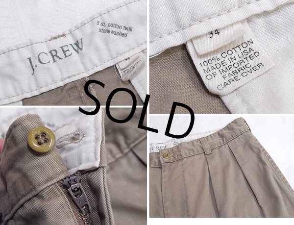 画像2: 90s~【USA製】ビンテージ【J.Crew】ジェイクルー【ベージュ】2タック【コットンパンツ】チノパン テーパードシルエット【w34】  (2)