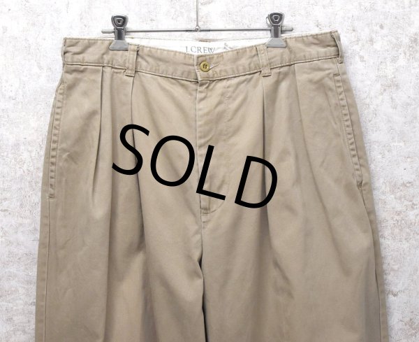 画像3: 90s~【USA製】ビンテージ【J.Crew】ジェイクルー【ベージュ】2タック【コットンパンツ】チノパン テーパードシルエット【w34】  (3)
