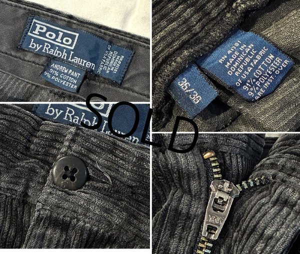 画像2: ビンテージ【ラルフローレン】POLO RALPH LAUREN【チャコール】ANDREW PANTS【２タック】【コーデュロイパンツ】【36×30】  (2)