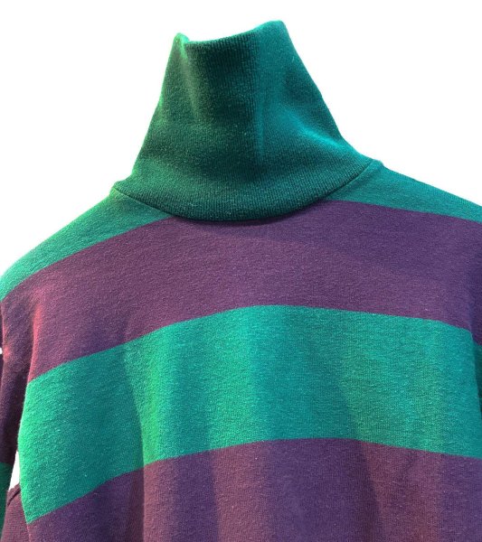 画像5: 〜90's【USA製】ビンテージ【L.L.Bean】LLビーン【緑ｘ紫】ボーダー【タートルネック】ロンT【レディース古着】【レディースＳ】  (5)