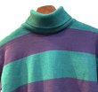 画像4: 〜90's【USA製】ビンテージ【L.L.Bean】LLビーン【緑ｘ紫】ボーダー【タートルネック】ロンT【レディース古着】【レディースＳ】  (4)