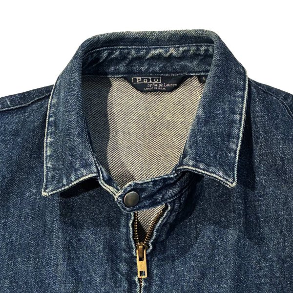 画像5: 80's USA製 ビンテージ【ラルフローレン】【RALPH LAUREN】【デニム】コットン【スウィングトップ】【ジップアップブルゾン】【サイズＬ】  (5)