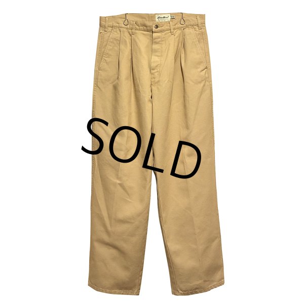 画像1: 90's ビンテージ【Eddie Bauer】【エディーバウアー】【ライトブラウン】２タック【コットンパンツ】【35ｘ30】  (1)