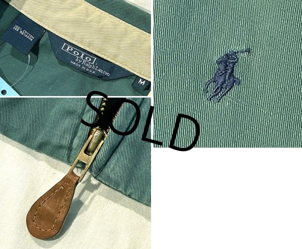 画像2: 90's USA製 ビンテージ【ラルフローレン】【RALPH LAUREN】【緑】コットン【スウィングトップ】【ジップアップブルゾン】【サイズM】  (2)