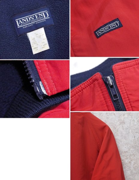 画像2: 【USA製】90's~【ビンテージ】【ランズエンド】【LANDS' END】赤×紺【裏フリース】【スコールジャケット】【サイズL】  (2)