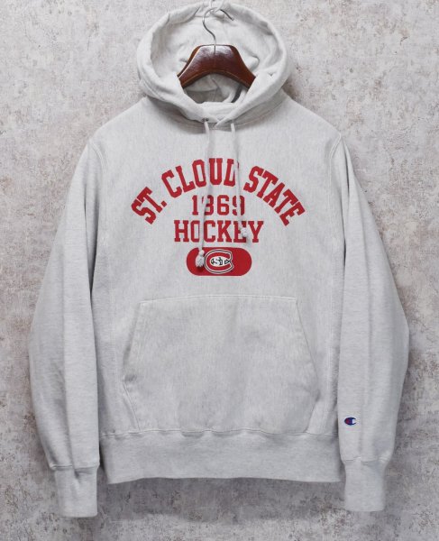 画像1: ビンテージ【チャンピオン】【Champion】グレー【ST.CLOUD STATE HOCKEY】ホッケーチーム【プリント】【リバースウィーブパーカー】【サイズS】  (1)