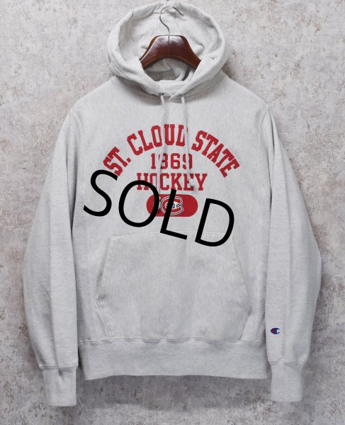 画像1: ビンテージ【チャンピオン】【Champion】グレー【ST.CLOUD STATE HOCKEY】ホッケーチーム【プリント】【リバースウィーブパーカー】【サイズS】  (1)