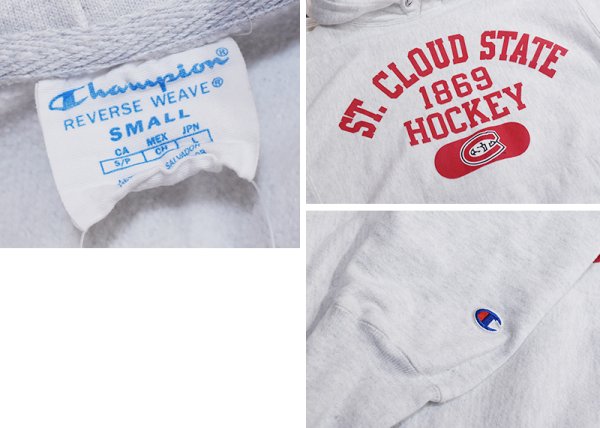 画像2: ビンテージ【チャンピオン】【Champion】グレー【ST.CLOUD STATE HOCKEY】ホッケーチーム【プリント】【リバースウィーブパーカー】【サイズS】  (2)