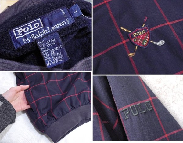 画像2: ビンテージ【ラルフローレン】【RALPH LAUREN】【黒×赤】チェック【プルオーバー】裏地フリース【サイズL】  (2)