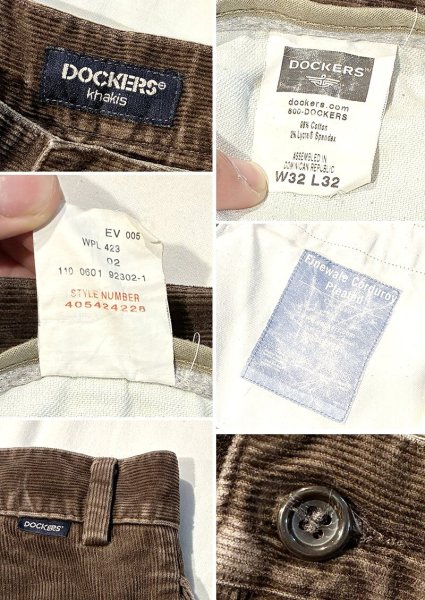 画像2: 【90's】【ビンテージ】【DOCKERS】ドッカーズ khakis【ブラウン】2タック【コーデュロイパンツ】【32ｘ32】  (2)