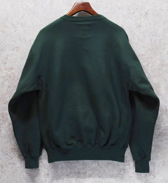 画像3: 90’ｓ〜【ビンテージ】USA製【ラッセル】PRO COTTON グリーン【緑】無地 前Ｖ スウェット【サイズＭ】  (3)