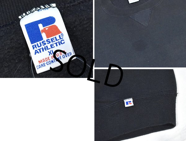 画像2: 90'ｓ【USA製】【RUSSELL】ラッセル 【ビンテージ】黒【無地】【クルーネック】前V スウェット【サイズＸL】  (2)
