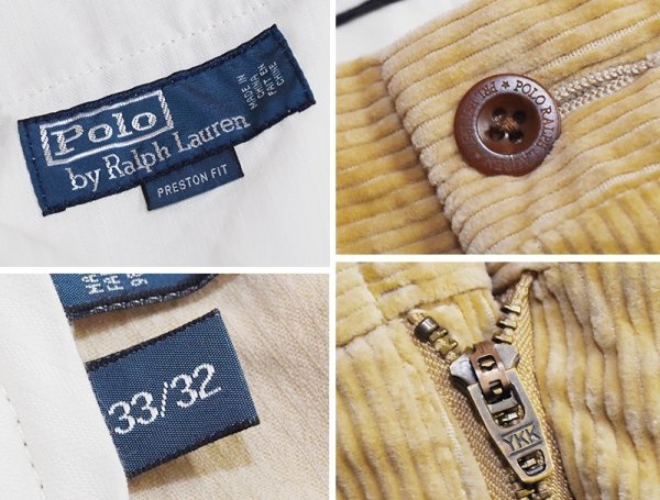 画像2: 90's ビンテージ【ラルフローレン】POLO RALPH LAUREN【preston pant】プレストンパンツ【ベージュ】【コーデュロイパンツ】【33×32】  (2)