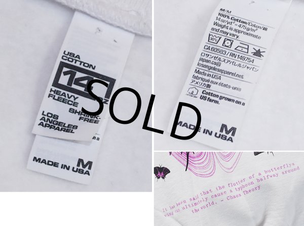 画像2: USA製 ロサンゼルスアパレル【STA Apparel】アゲハ蝶 白【フラミンゴ】スウェット  サイズM  (2)