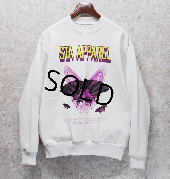 画像1: USA製 ロサンゼルスアパレル【STA Apparel】アゲハ蝶 白【フラミンゴ】スウェット  サイズM  (1)