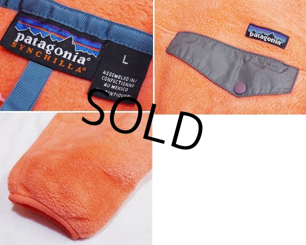 画像2: 90's~ ビンテージ【パタゴニア】patagonia【サーモンピンク】シンチラ【スナップT】【フリースプルオーバー】【サイズL  】  (2)