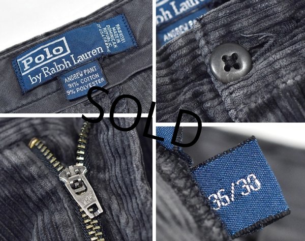 画像2: ビンテージ【ラルフローレン】POLO RALPH LAUREN【チャコール】ANDREW PANTS【アンドリューパンツ】【コーデュロイパンツ】【36×30】  (2)