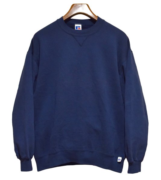 画像1: 90'ｓ【USA製】【RUSSELL】ラッセル 【ビンテージ】紺【無地】ネイビー【クルーネック】前V スウェット【サイズL】  (1)
