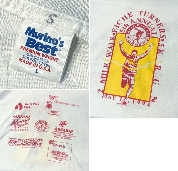 画像2: 【90’s】USA製【Murina's Best】ビンテージ【マラソン】バックプリント付き【白】【ロンT】【サイズL】  (2)