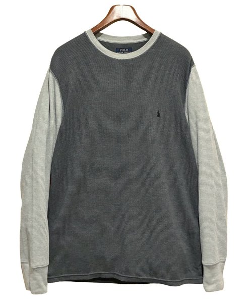 画像1: 【ビンテージ】【PORO RALPH LAUREN】【ラルフローレン】【チャコールｘグレー】ロンT【サーマルロンT】【サイズL】  (1)