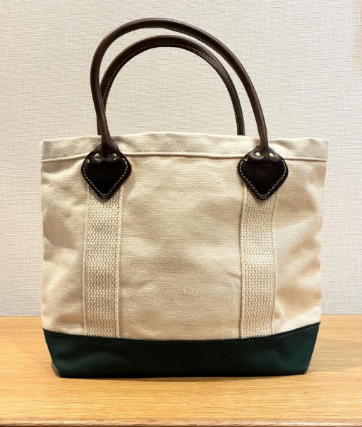 画像6: デッドストック【ビンテージ】【BYER】【バイヤー】生成りｘ緑【レザーハンドル】【キャンバストート】【トートバッグ】【キャンバストート】サイズS  (6)