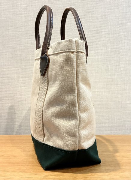 画像3: デッドストック【ビンテージ】【BYER】【バイヤー】生成りｘ緑【レザーハンドル】【キャンバストート】【トートバッグ】【キャンバストート】サイズS  (3)