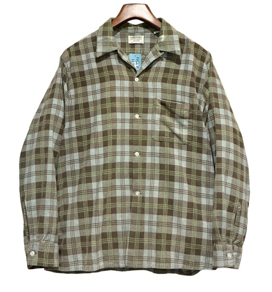 画像1: 60's USA製【ビンテージ】【ARROW】アロー【ブラウン系チェック】開襟シャツ【フランネルシャツ】【サイズL】   (1)