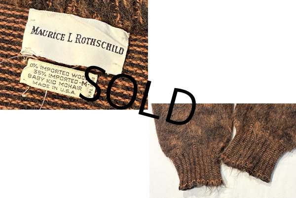画像2: 【ビンテージ】【60’ｓ】【モーリス エル ロスチャイルド】MAURICE L ROTHSCHILD【ブラウンｘオレンジ】【モヘア】【Ｖネックセーター】Ｍサイズ  (2)
