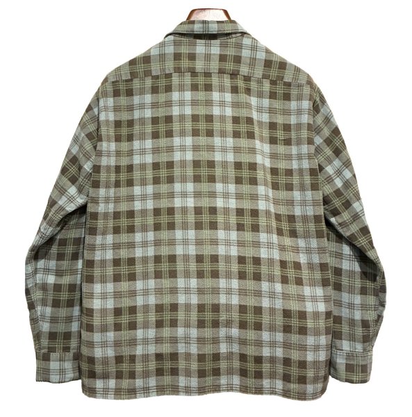 画像3: 60's USA製【ビンテージ】【ARROW】アロー【ブラウン系チェック】開襟シャツ【フランネルシャツ】【サイズL】   (3)