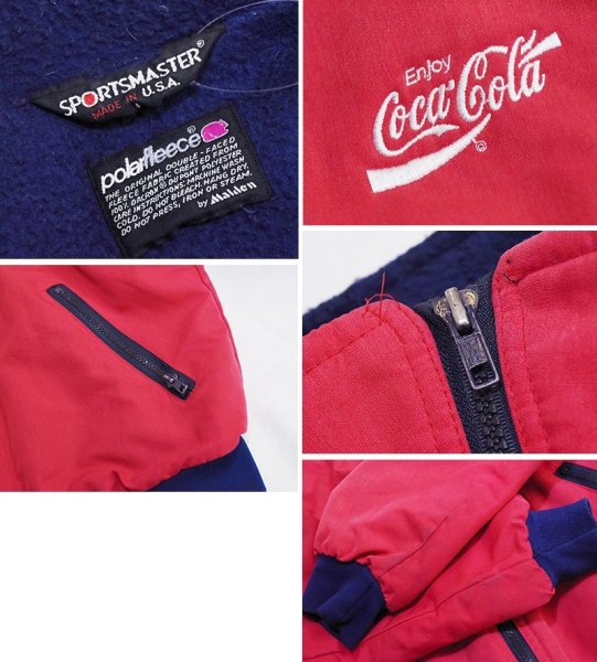 画像2: 90's【USA製】ビンテージ【スポーツマスター】 【SPORTSMASTER】【赤】コカ・コーラ【Coca-Cola】裏ボア【ジップアップブルゾン】ジャケット【サイズL】  (2)