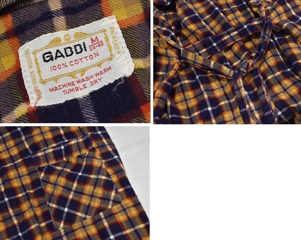 画像2: 【ビンテージ】【GADDI】【オレンジ×紺】チェック柄【フランネル】ガウン【ローブ】   (2)
