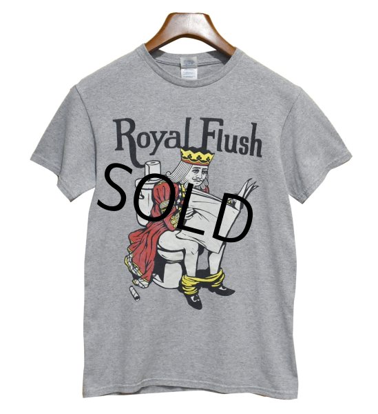画像1: ビンテージ【DELTA】Royal Flush【キング】プリント【グレー】Tシャツ 【サイズS】   (1)