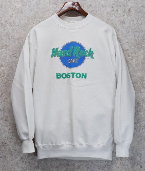 画像1: 程度良好 90's【USA製】【SIGNAL SPORT】【Hard Rock Cafe】ハードロックカフェ【白】【凹凸加工】スウェット【サイズL】  (1)