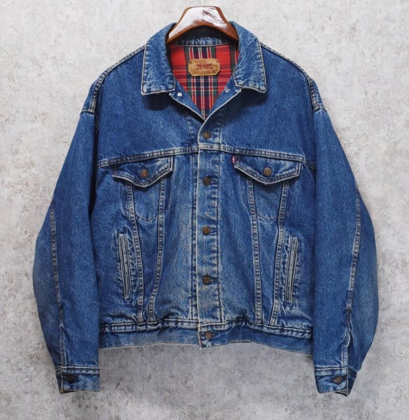 画像1: 90’s【USA製】ビンテージ【LEVI'S】【リーバイス】【70417-6985】【裏地赤チェック】【デニムジャケット】【サイズXL】  (1)