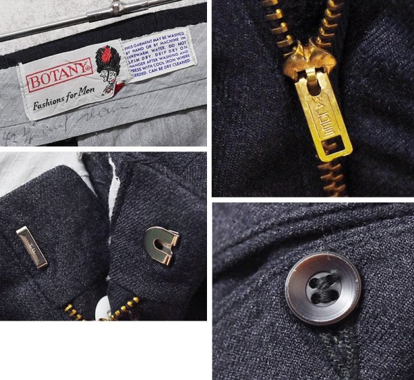 画像2: 50's【ビンテージ】【BOTANY】ボタニー【紺】２タック【ウールスラックス】【ウールパンツ】【W31程度】  (2)