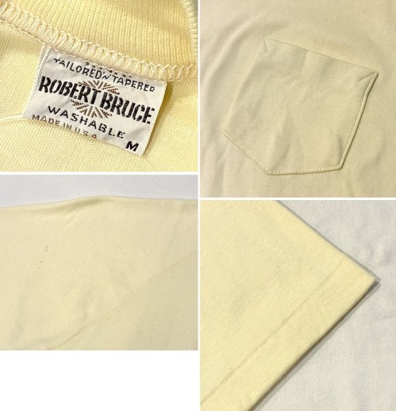 画像2: 【USA製】 ビンテージ【ROBERT BRUCE】【ロバートブルース】【ライトイエロー】【無地】【ポケット付き】【Tシャツ】【サイズM】  (2)