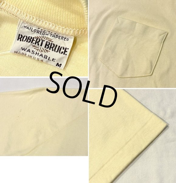 画像2: 【USA製】 ビンテージ【ROBERT BRUCE】【ロバートブルース】【ライトイエロー】【無地】【ポケット付き】【Tシャツ】【サイズM】  (2)