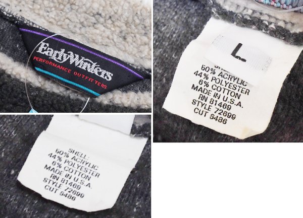 画像2: USA製【ビンテージ】【アーリーウィンター】【Early Winter】【チャコール】【フリースカットソー】ロンT【サイズL】  (2)