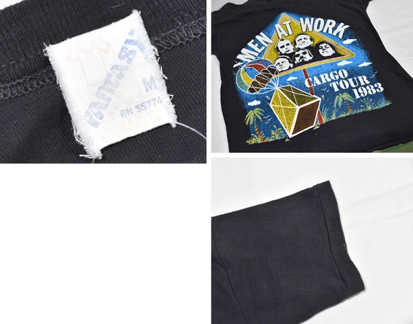 画像2: 80's【パキスタン製】ビンテージ【MEN AT WORK】メン・アット・ワーク【黒】デザイン【バンドTシャツ】【サイズM】  (2)